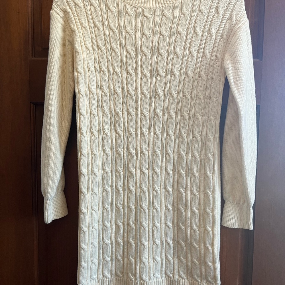 Girl’s Gap kids Cream Cable Knit Sweater dress, L (10), like new